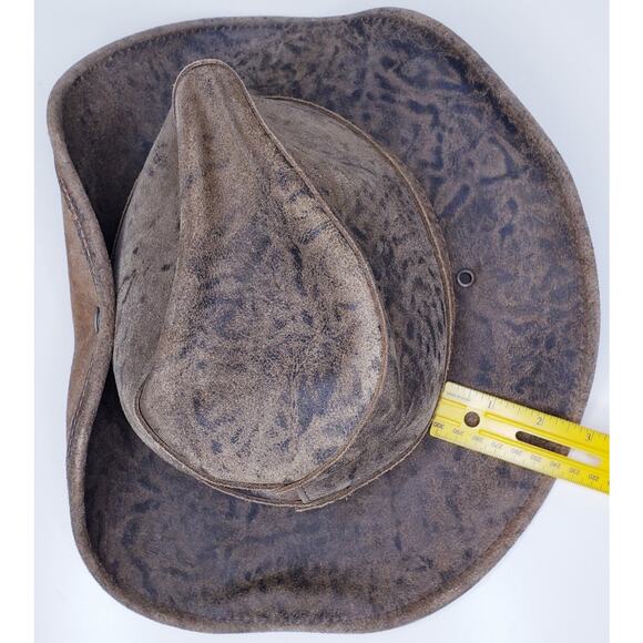Vintage Henschel Coyote Leather Outback Style Hat w/ Band Men's Size Medium - Picture 10 of 13
